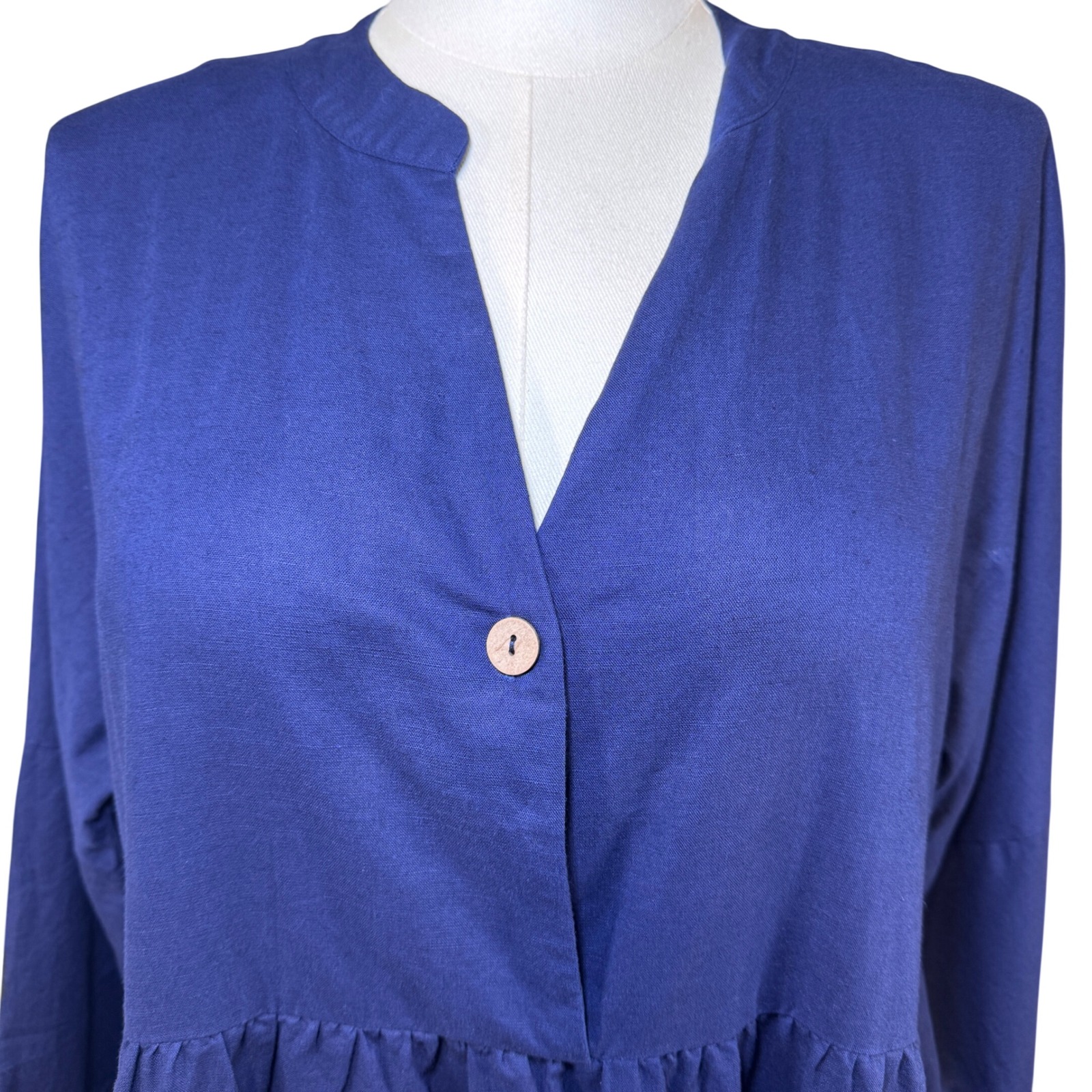 Grae Cove Navy Blue Linen Cotton Empire Waist Midi Dress Womens Xl Nwt — image 2 of 8